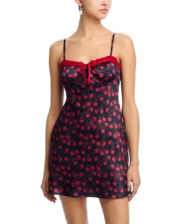 アクア レディース トップス ワンピース ミニ AQUA Mini Slip Dress - Exclusive Black/Red ブラック