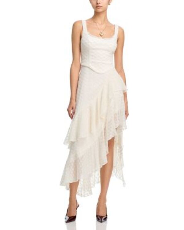 アクア レディース トップス ワンピース フリル AQUA Ruffled Corset Gown - Exclusive White ホワイト