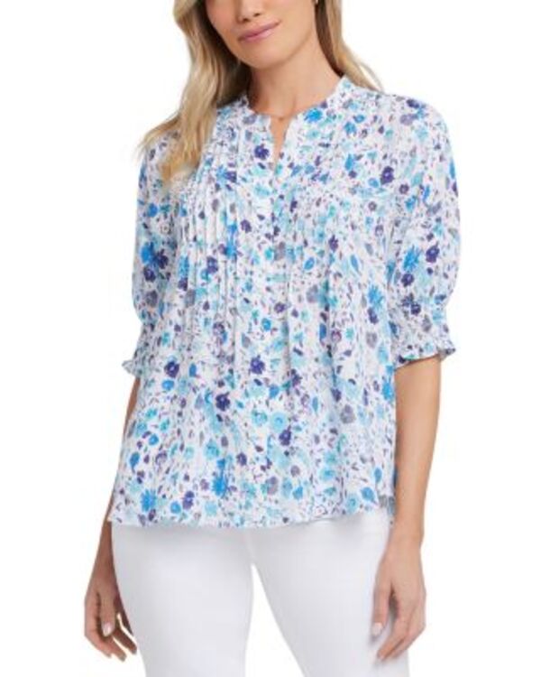 エヌワイディージェイ レディース トップス シャツ フラワー柄 プリーツ プリント フラワー NYDJ Floral Print Pleated Peasantop Jimena Garden 12,226円