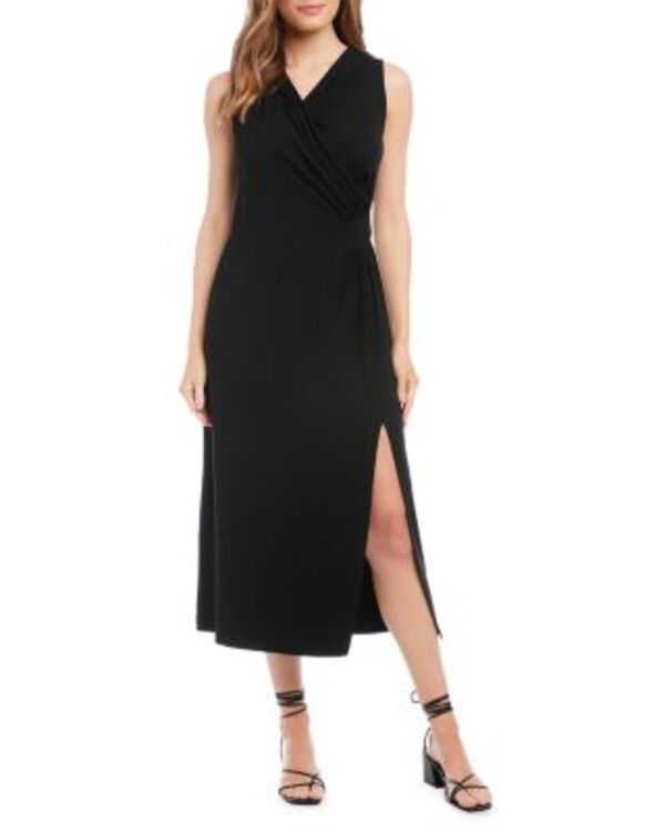 カレンケーン レディース トップス ワンピース ミディ Karen Kane Faux Wrap Midi Dress Black ブラック