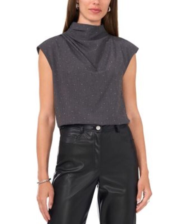 ヴィンスカムート レディース トップス シャツ モックネック ブラウス VINCE CAMUTO Mock Neck Blouse Medium Heather Grey グレー
