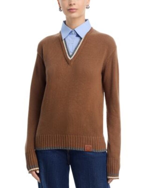 ステラマッカートニー レディース アウター ニット・セーター Stella McCartney Mixed Media Sweater Top Caramel