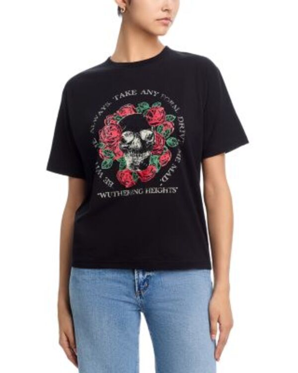 アクア レディース トップス Tシャツ AQUA Rose Skull Tee - Exclusive Black ブラック