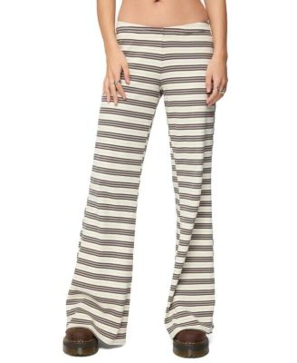 アディクテッド レディース ボトムス 心地好いズボン下 肋筋 Edikted Avalie Striped Ribbed Pants Mix 縞模様