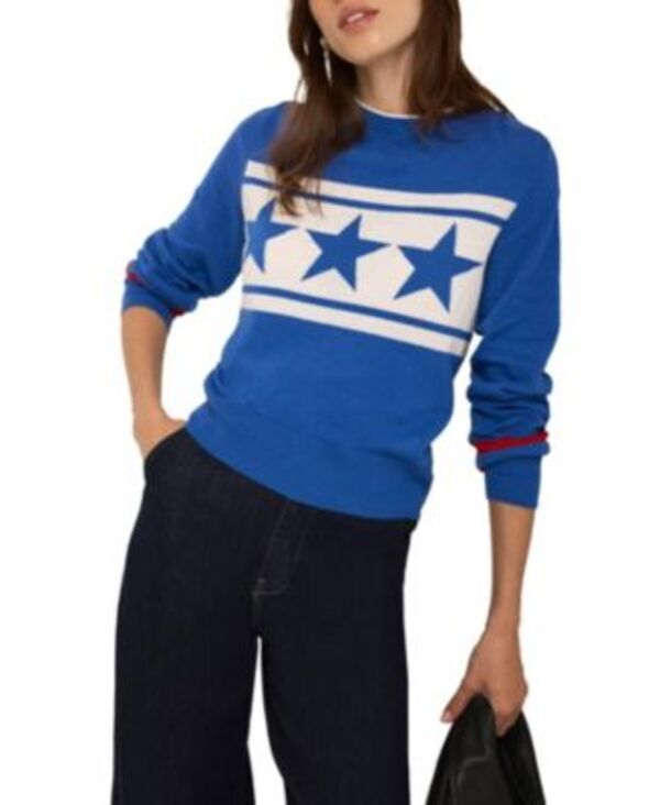 ミルトンベルベット レディース アウター ニット・セーター コットン Mint Velvet Women's Cotton Blend Star Knit Sweater Blue ブルー|ReVida 店