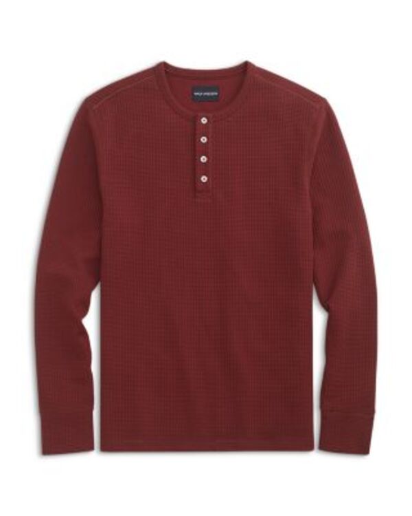 マック ウェルダン メンズ トップス Tシャツ ニット Mack Weldon Long Sleeved Waffle Knit Henley Tee True Black ブラック