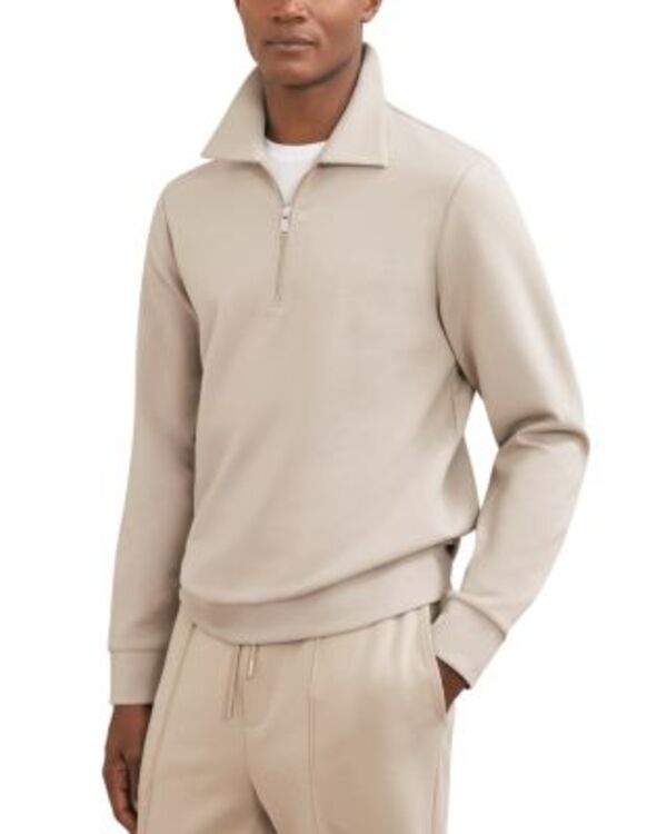 レイス メンズ アウター 編み物・プルオーバー ハーフジップ REISS Interlock Half Zip Sweater Stone 石ころ