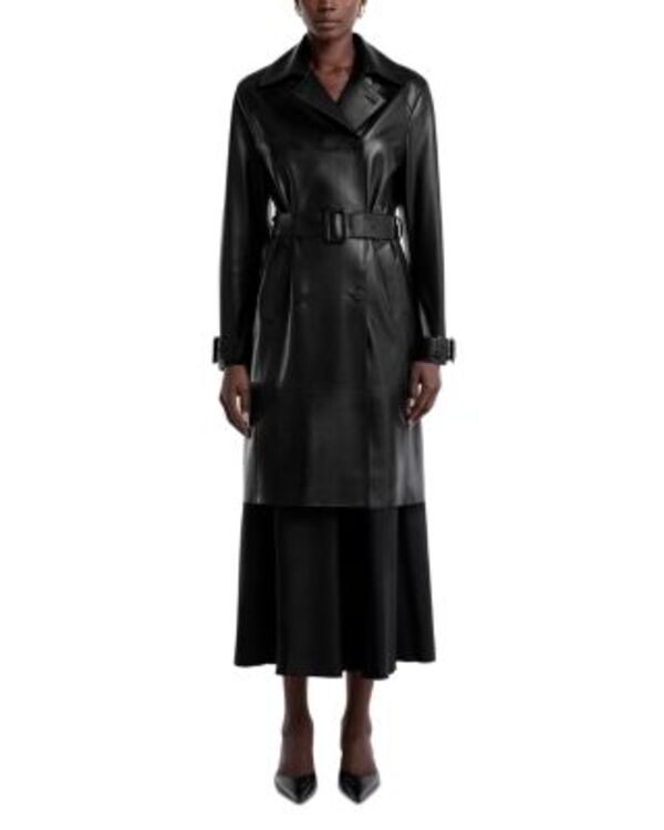 ノールハンマー レディース アウター 厚地の外套 なめし革 Nour Hammour Tate Leather Belted Coat Noir Classique レディースファッション-コート・ジャケット