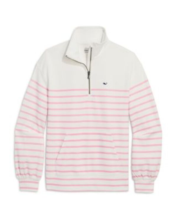 ヴァインヤードヴァインズ レディース アウター パーカー・スウェット ハーフジップ シャツ Vineyard Vines Quarter Zip Sweatshirt Stripe Bahama Breeze ストライプ|ReVida 店