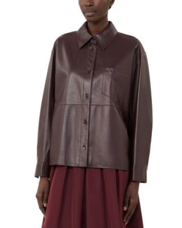 土日 マックスマーラ レディース アウター 上衣・上衣 なめし革 Weekend Max Mara Wkdscatola Leather Jacket Bordeaux