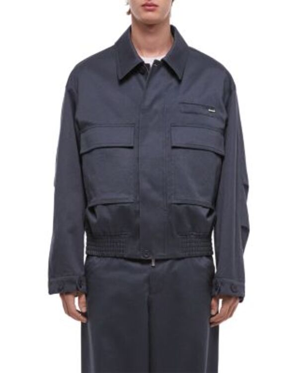 ヘルムート ラング メンズ アウター ジャケット・ブルゾン シャツ Helmut Lang Shirt Bomber Chino Jacket Slate Blue スレート