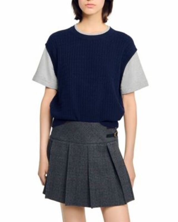 サンドロ レディース アウター ニット・セーター Sandro Huguesweater Navy/ Grey グレー