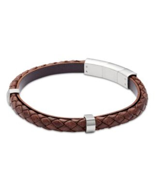 リンクアップ メンズ アクセサリー ブレスレット・バングル・アンクレット レザー LINK UP Banded Braided Leather Bracelet Brown ブラウン