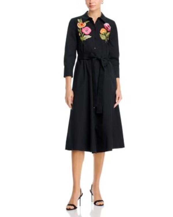 キャロライナヘレラ レディース トップス プルオーバー 刺しゅう Carolina Herrera Embroidered Shirtdress Black Multi 黒いこと