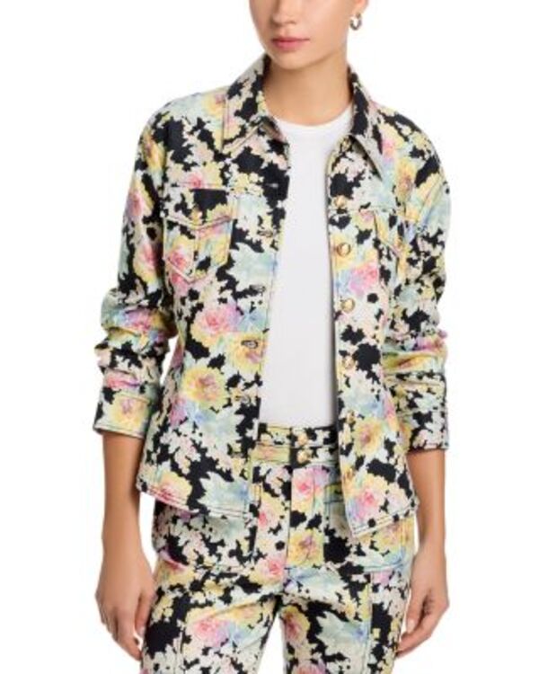 サンク ア セプト レディース アウター ジャケット・ブルゾン デニム Cinq ? Sept Canyon Ikat Bouquet Scrunchedenim Jacket Black Multi ブラック
