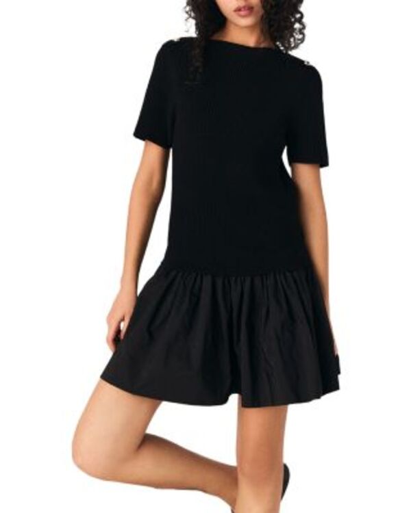 マージュ レディース トップス ワンピース Maje Shortaffeta Dress Black ブラック