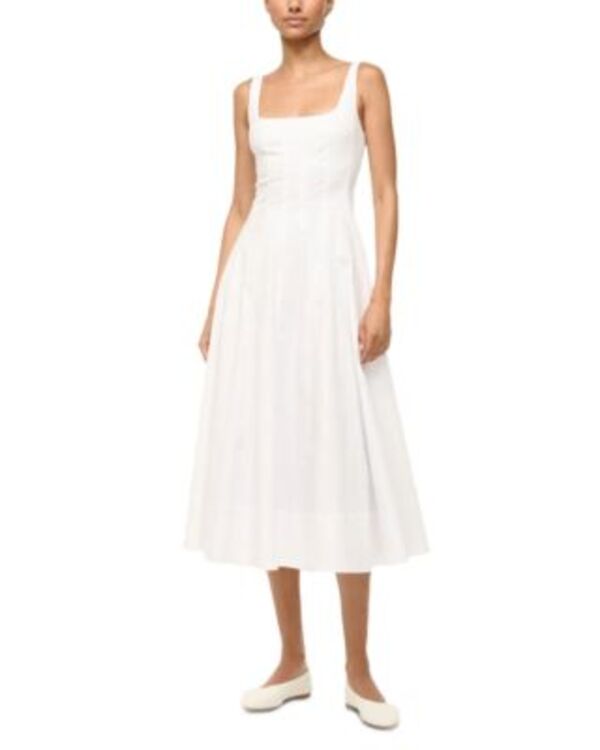 スタウド レディース トップス ワンピース STAUD The Wells Dress White ホワイト