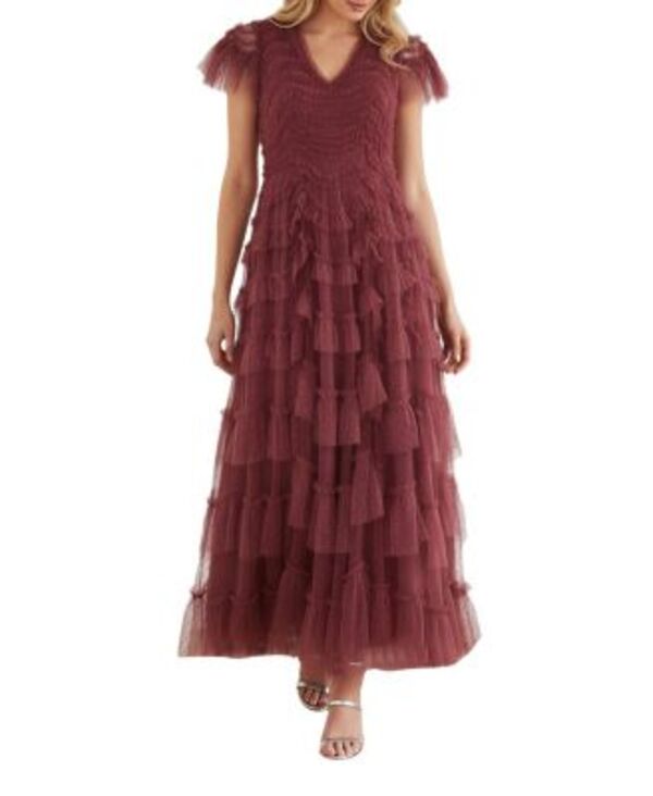 ニードルアンドスレッド レディース トップス ワンピース Vネック Needle & Thread Aviana V-Neck Gown Winterberry