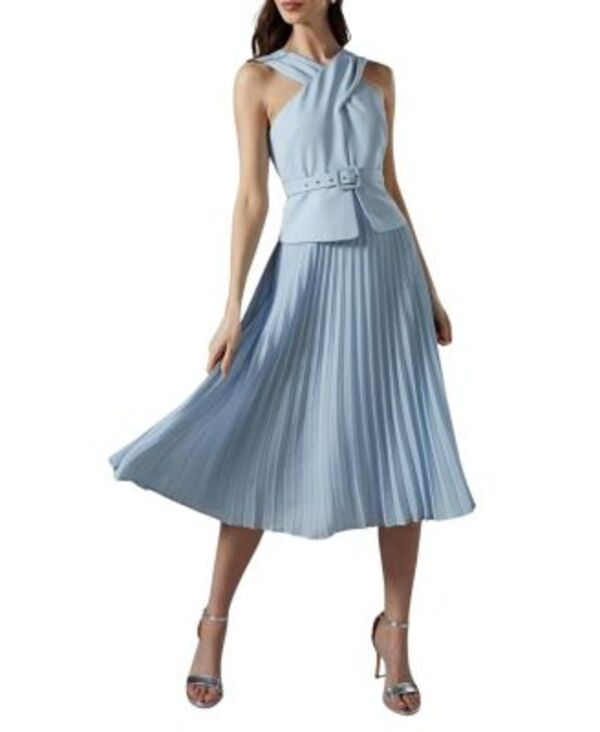 コースト レディース トップス ワンピース プチ プリーツ ミディ Coast Petite Cross Over Pleated Midi Dress Light Blue ブルー