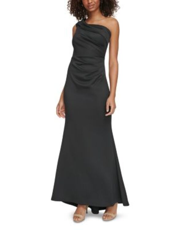 エリザジェイ レディース トップス ワンピース サテン Eliza J One Shoulder Satin Gown Black ブラック