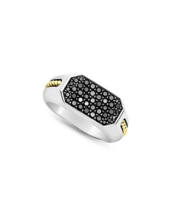 ラゴス メンズ アクセサリー リング LAGOS Men's 18K Yellow Gold & Sterling Silver Anthem Black Diamond Clustering Black/Silver ブラック