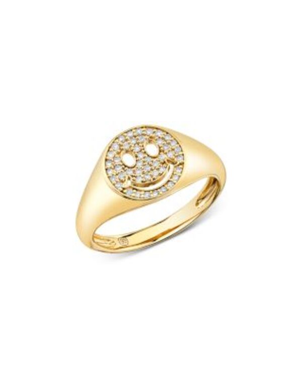シドニーエヴァン レディース アクセサリー リング Sydney Evan 14K Yellow Goldiamond Happy Face Signet Ringold ゴールド