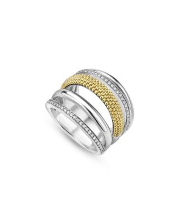 ラゴス レディース アクセサリー リング LAGOS Two Tone Caviar Lux Five Row Diamond Ring 0.29 tcw Silver シルバー