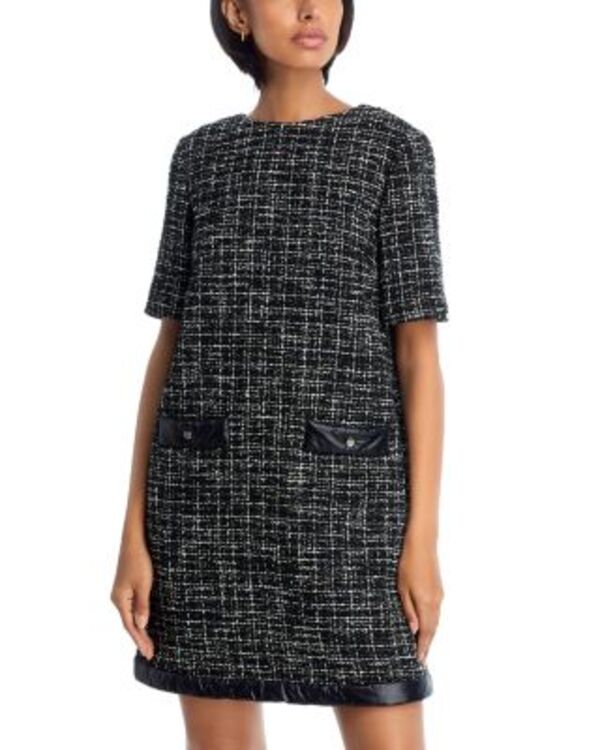 ヘルノ レディース トップス ワンピース ツイード Herno Tweed Shift Dress Black/White ホワイト