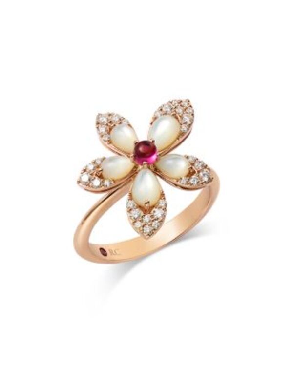 ロバートコイン レディース アクセサリー リング Roberto Coin 18K Rose Gold Tiare Mother of Pearl Rubellite & Diamond Flowering Rose Gold ゴールド|ReVida 店