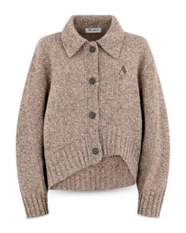 ジ アティコ レディース アウター カーディガン ウール THE ATTICO Wool & Cashmere Cardigan Dark Brown/White ホワイト｜ReVida 店