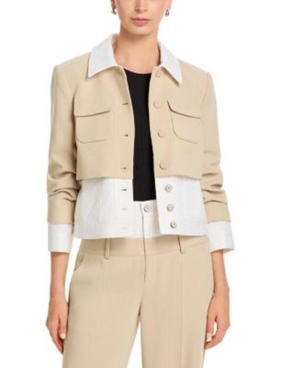 サンク ア セプト レディース アウター ジャケット・ブルゾン デニム Cinq ? Sept Denim Lorraine Jacket Khaki/white ホワイト