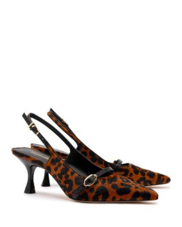 ラルーデ レディース シューズ パンプス アニマル柄 プリント ヒール Larroud? Women's Ines Pointed Toe Animal Print Calf Hair Mid Heel Slingback Pumps Natural アニマル