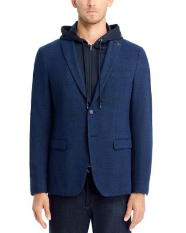 ジョンバルベイトスター ユーエスエー メンズ アウター ジャケット・ブルゾン コート ジャージー John Varvatostar USA Tonal Plaid Jersey Sport Coat with Removable Hood Navy ネイビー