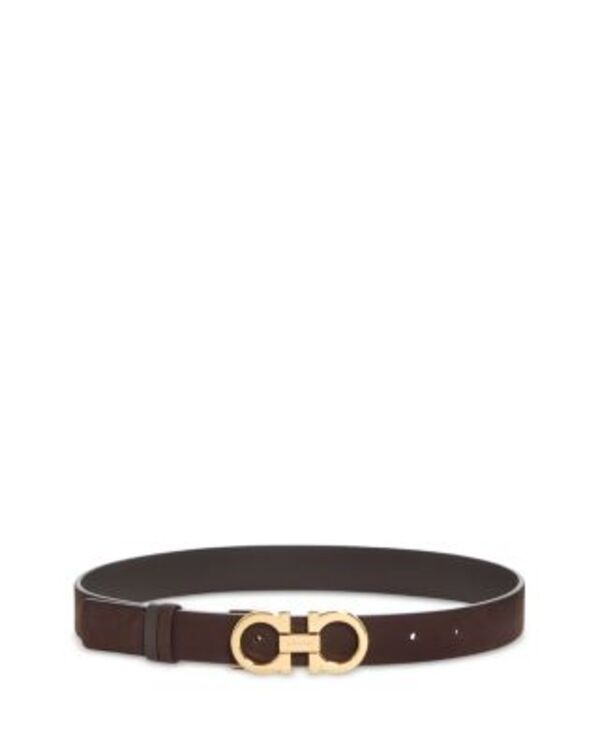 フェラガモ レディース バッグ スエード レザー FERRAGAMO Women's Double Gancini Leather & Suede Reversible Beltesta Di Moro