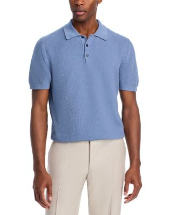 カナーリ メンズ トップス ポロシャツ コットン ニット Canali Cotton Textured Knit Polo Shirt Navy ネイビー｜ReVida 店
