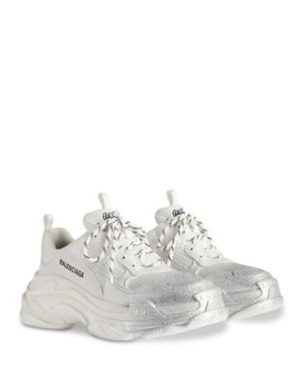 バレンシアガ レディース シューズ スニーカー Balenciaga Women\u0027s Triple S Glitter Spray Sneakers White/Silver 白いこと