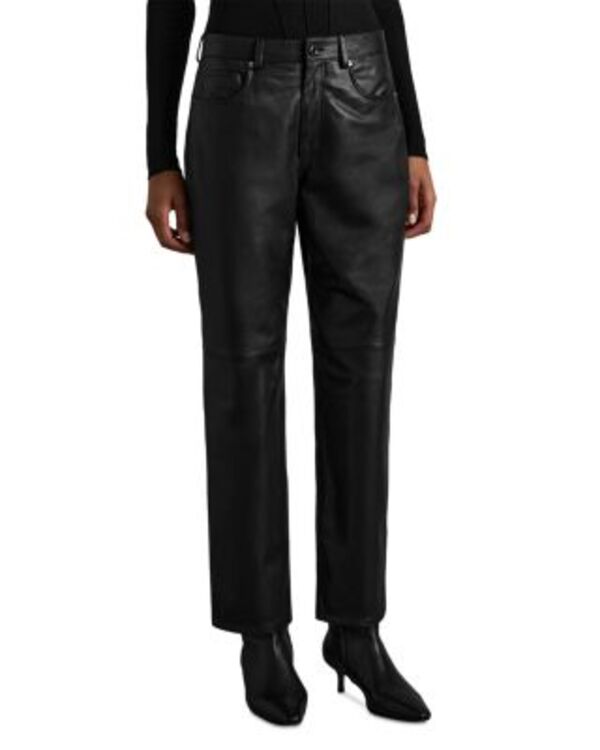 レイス レディース ボトムス カジュアルパンツ レザー REISS Verona Slim Leather Pants Black ブラック|ReVida 店