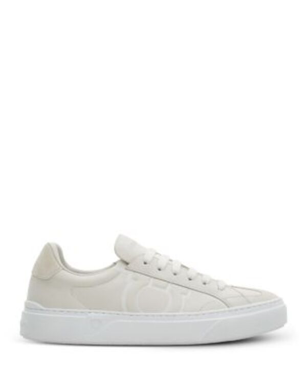 フェラガモ メンズ シューズ スニーカー レザー FERRAGAMO Men's Gancini Leather Sneakers Bianco