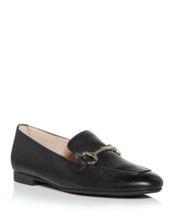 極点・緑であること レディース シューズ スリッポン・ローファー Paul Green Women\u0027s Daphne Apron Toe Loafers Black Leather 黒いこと