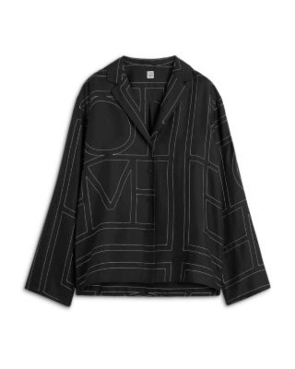 トーテム レディース アウター パーカー・スウェット 絹地 TOTEME Monogram Silk Pajama Top Black 黒いこと