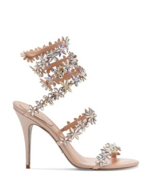 レネ・カオヴィラ レディース シューズ サンダル アンクル Rene Caovilla Women\u0027s Embellished Ankle Coil Sandals Nude Crystal