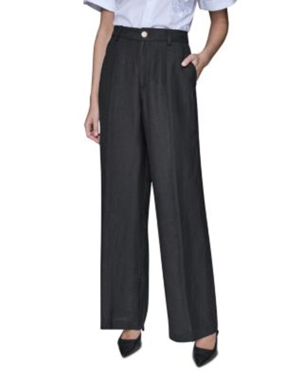 カール ラガーフェルド レディース ボトムス カジュアルパンツ リネン KARLAGERFELD PARIS Linen Blend Pants Black ブラック