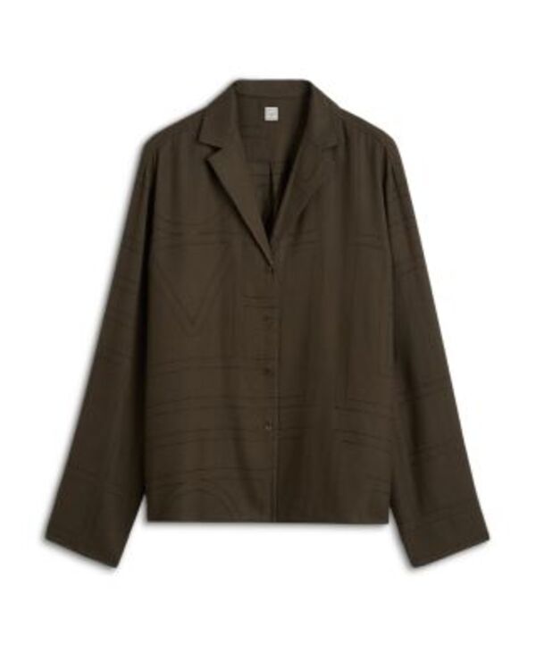 トーテム レディース アウター パーカー・スウェット TOTEME Monogram Flannel Pajama Top Dark Brown 赤銅色