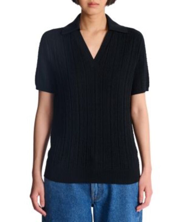 バルマン レディース トップス ポロシャツ ニット Balmain Monogram Knit Polo Black ブラック