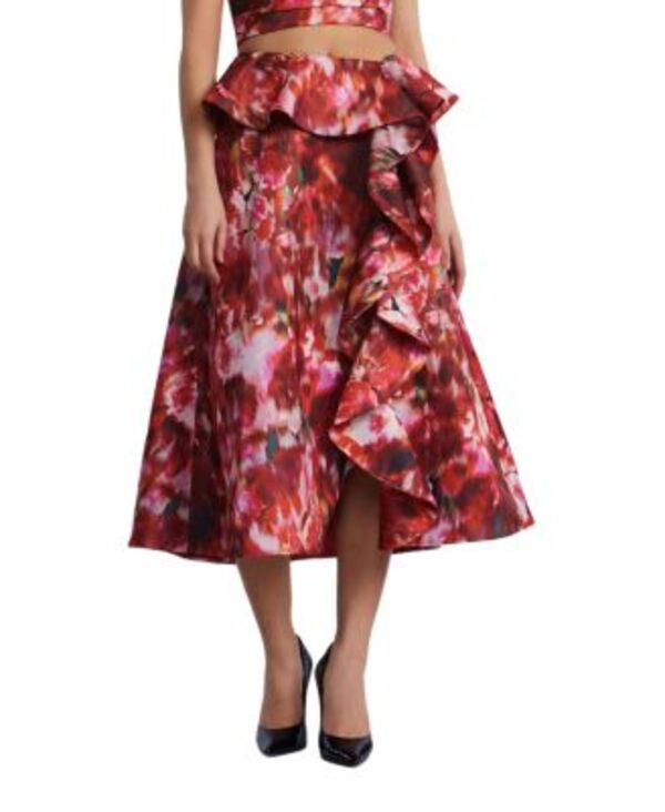 ビーシービージーマックスアズリア レディース ボトムスカート プリント ミディ BCBGMAXAZRIA Printed Cascade Midi Skirt Washed Rose Chili Pepper Print