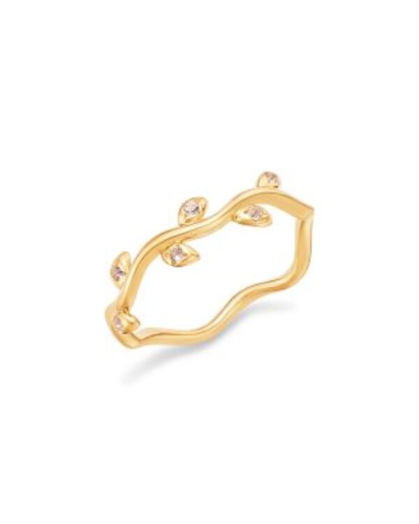 ムーン & メドウ レディース アクセサリー リング Moon & Meadow 14K Yellow Gold White Topaz Vine Ringold ゴールド