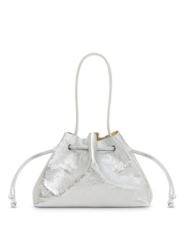 マンサーガブリエル レディース 御徒面子 トール スエードクロス Mansur Gavriel Metallic Suede Drawstring Pouchette Silver しろがね色 レディースバッグ-ハンドバッグ