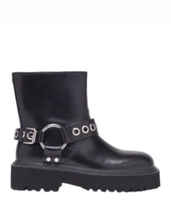 マージュ レディース シューズ ブーツ・レインブーツ レザー Maje Women's Leather Biker Boots Black ブラック