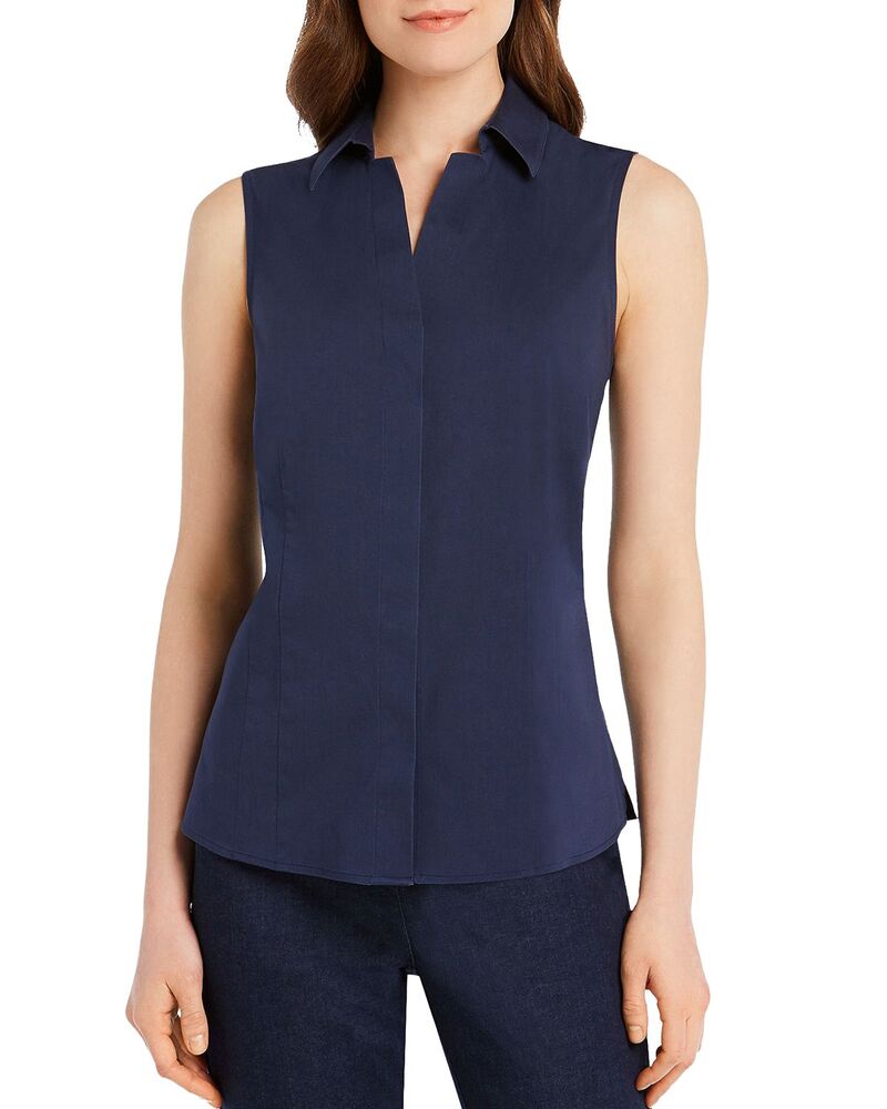 フォックスクラフト レディース トップス シャツ ノースリーブ Foxcroftaylor Sleeveless Non-Iron Shirt Navy ネイビー|ReVida 店