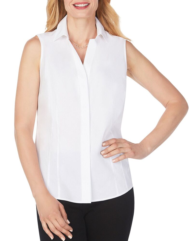フォックスクラフト レディース トップス シャツ ノースリーブ Foxcroftaylor Sleeveless Non-Iron Shirt White ホワイト｜ReVida 店